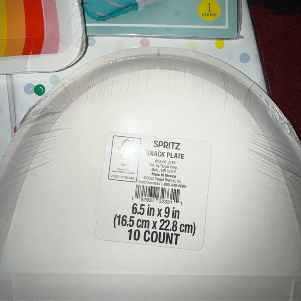 Spritz Rainbow Party Plates & Table Cover Set - Multicolor